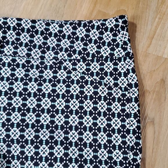 🔸️Charter Club Blue & White Geo Print Cambridge Slim Cropped Pants Size 10 - Picture 5 of 9